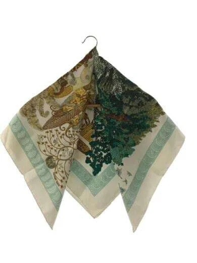 HERMES Scarf Denim WHT Women s