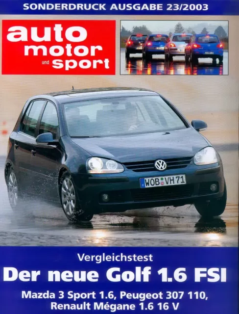 VW Golf 1.6 FSI Sonderdruck Prospekt ams 2003 23/03 reprint Auto