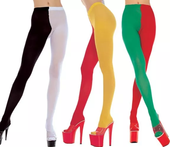 Black Purple Red White Green 2 Tone Jester Tights Sexy Designer Lingerie P748