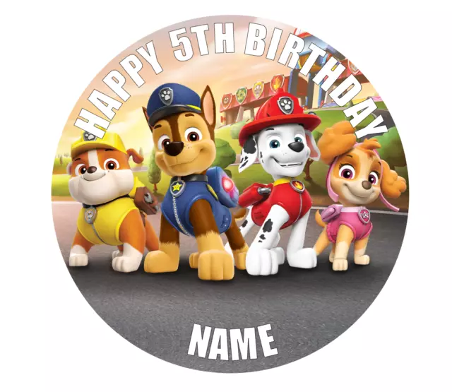 Paw Patrol Edible Icing Cake Topper PRE-CUT to 19cm Personalised