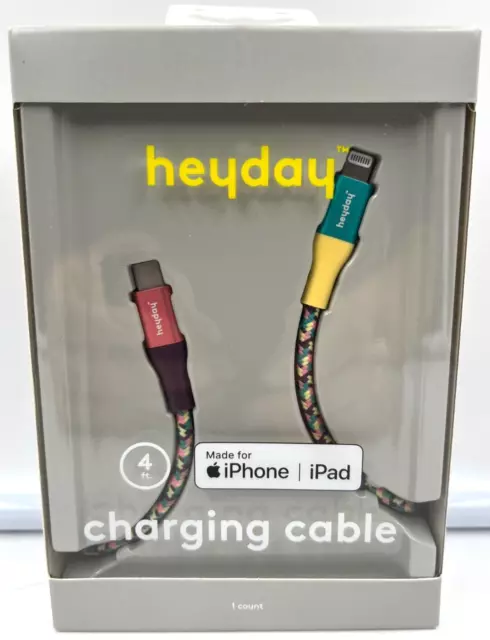 Heyday USB C To iPhone/iPad 4ft. Charging Cable Pastel Colors NEW
