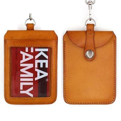 ID Card Badge Holder Genuine Leather Luxury Lanyard Retractable Keychain Purses