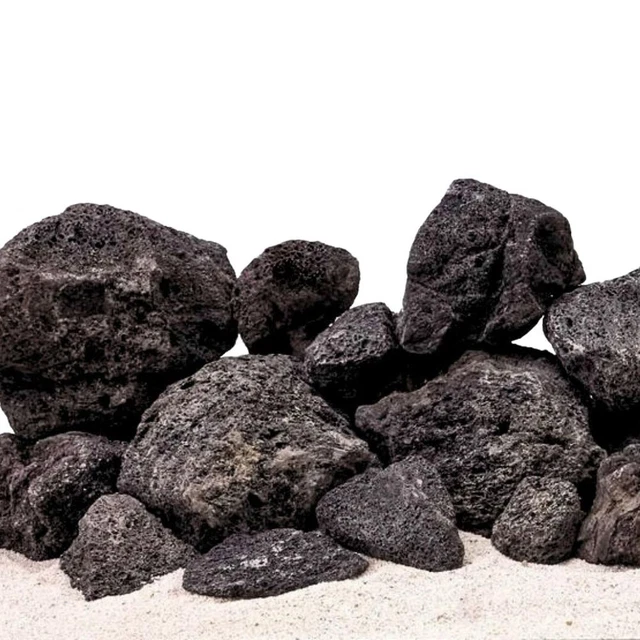 AquaOne Natural Black Lava Rock - 15kg Mix Size S To XL - Aquarium Decoration & Stones