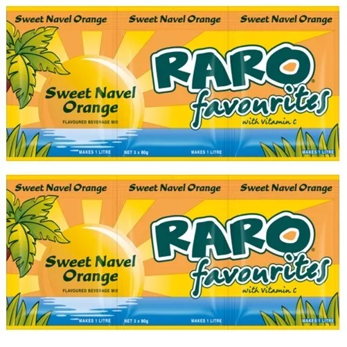 920539 2x PACKET (3x 80g) RARO FAVOURITES SWEET NAVEL ORANGE FLAVOURED DRINK MIX