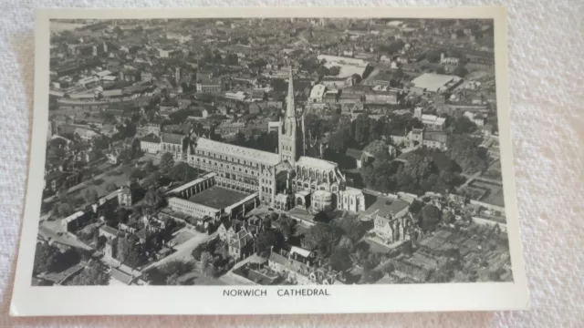 Ariel Postcard of Norwich Cathedral. Norfolk.