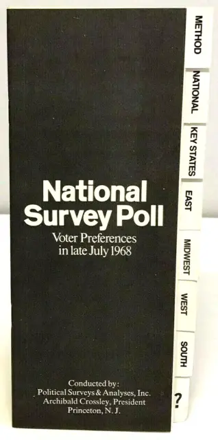 Vintage US Election National Survey Poll Voter Brochure Rockefeller 1968
