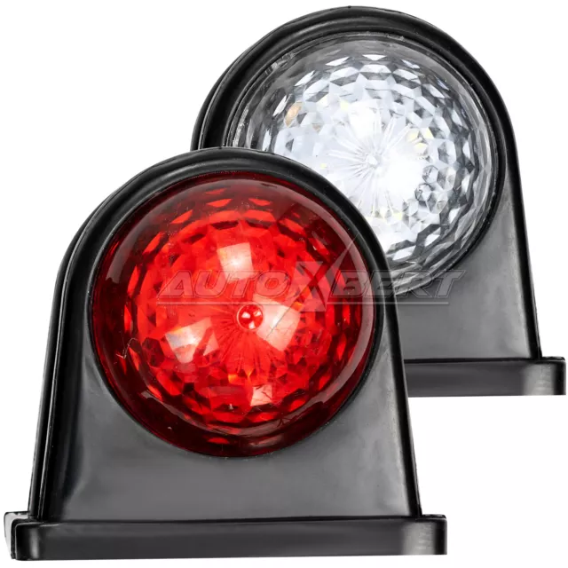 2x 12-24 VOLT Red White Side Rubber LED Marker Lights Tail Lamp Trailer Truck