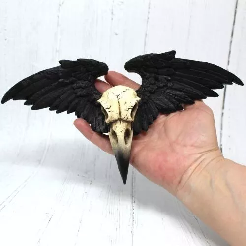 Rabenschädel Elysian Corvid Wings Wandmontage Plakette Harz Gothic Vogel Rächer