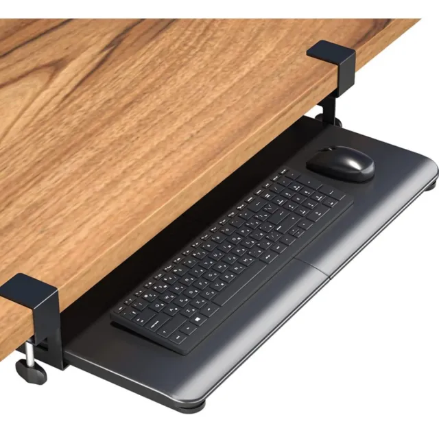 Small Keyboard Tray Under Desk with C Clamp Steady Slide Out Modern Design