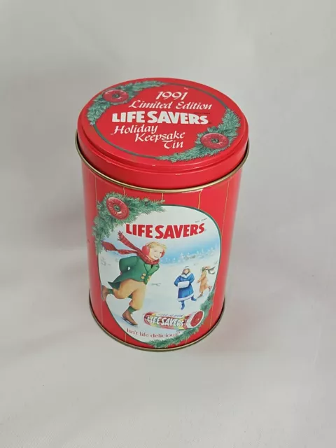 Life Savers Tin Holiday Keepsake LE Vintage 1991 Red Christmas Winter Season