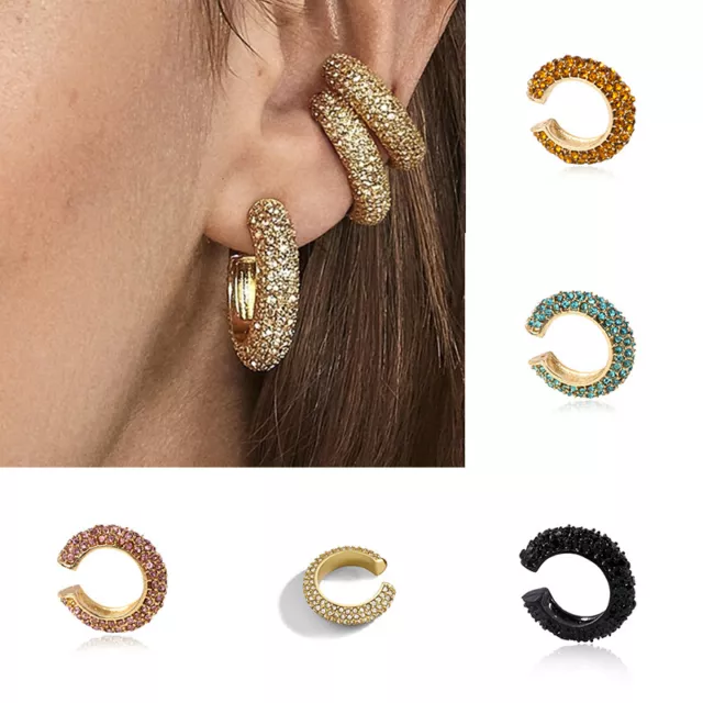Femmes Bohême Cristal Boucles D'Oreilles Bague D'Oreille C en Forme De Strass 》