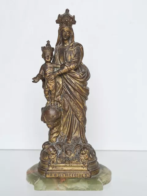Ancienne statuette en régule doré et patiné bronze N.D des Victoires fin 19ème.