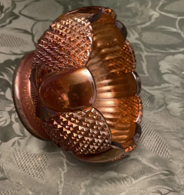 Vintage Sowerby Marigold Carnival Glass Pumpkin Shaped Rose Bowl.