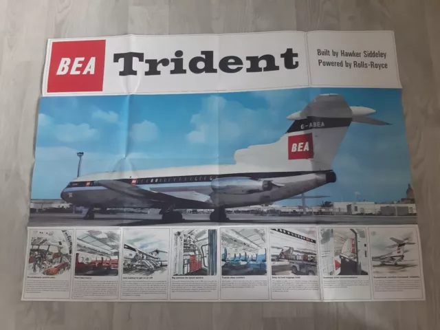 British European Airways Trident Airline Poster / Brochure BEA Hawker Siddeley