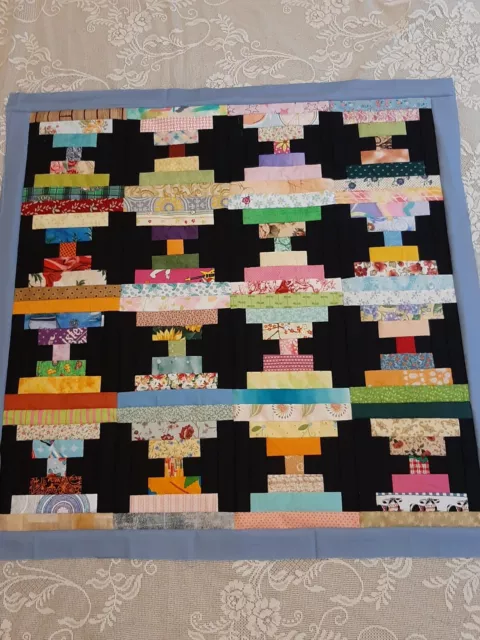 Edredón hecho a mano ~ Escalones de juzgado ~ Edredón desechable ~ Talla 34"" x 34"" ~ Envío incluido 