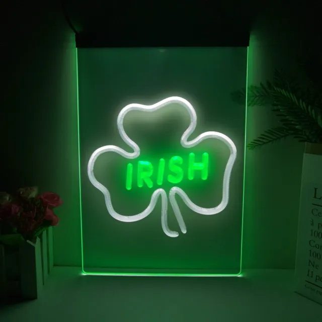 Irish Pub Shamrock Bar Club LED Neon Sign Wall Light Beer Home Man Cave Décor