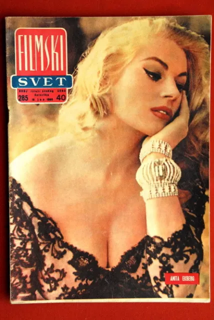 Anita Ekberg On Sexy Cover 1960 Rare Vintage Exyugo Magazine