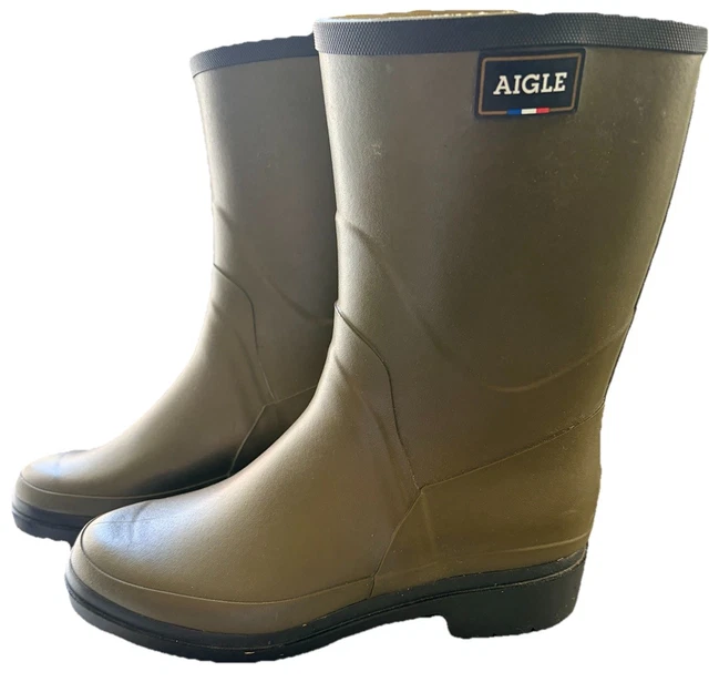 AIGLE BISON 2 Wellington Rubber Hunting Rain Boots Green US 9.5 EU 43 £ ...