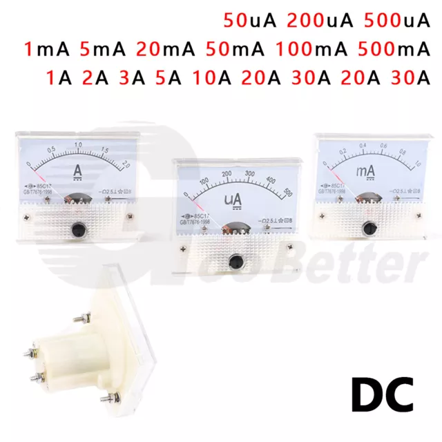 Amperemeter DC analog Ammeter Panel Einbauinstrument Messinstrument µA mA 0-30A