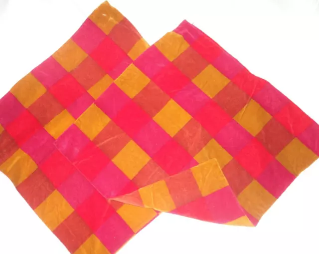 Ikea Stockholm Ruta Check Red & Pink Velvet Squares (2) Throw Pillow Covers 20"