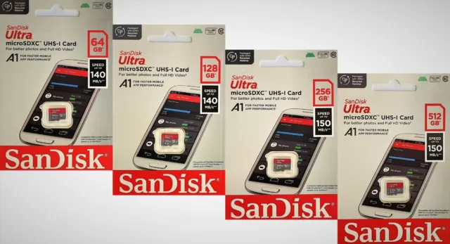 SanDisk Ultra MicroSD-Karte Class 10 SDHC SDXC UHS-1 / 64GB, 128GB, 256GB, 512GB