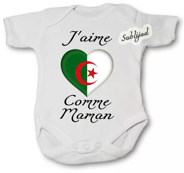 BODY BÉBÉ PERSONNALISE J aime l' Algérie Comme Maman Manche Courte