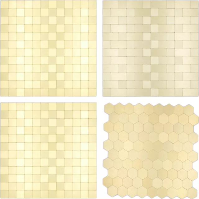 Mosaico de aluminio autoadhesivo hágalo usted mismo decoración de pared oro decoración de pared cocina baño