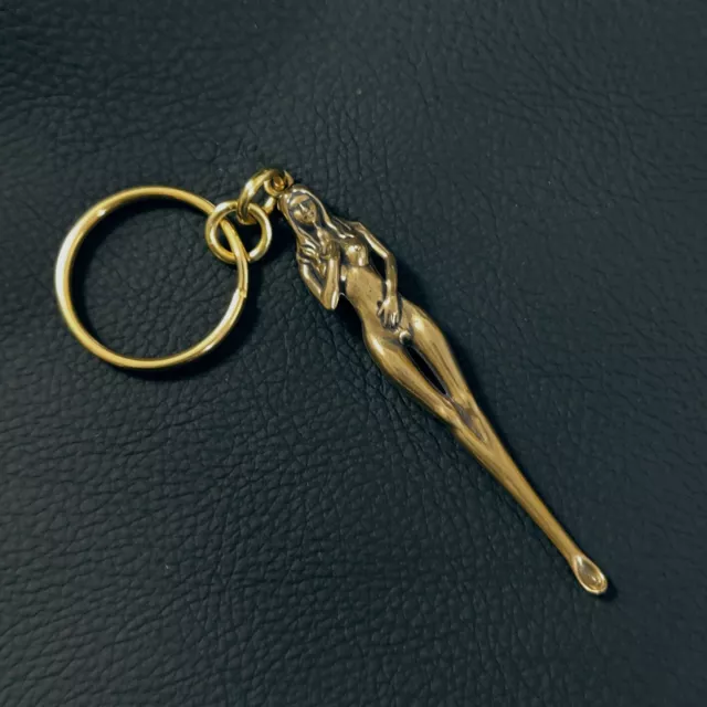 Handmade Brass Ear Scoop Keychain Pendant,Ear Wax Remover,Ear Cleaning Tool Gift