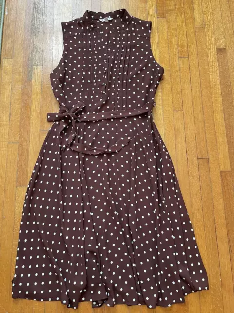 Nanette Lepore Brown Polka Dot Midi Summer Dress Size 10 with Full Slip Women's