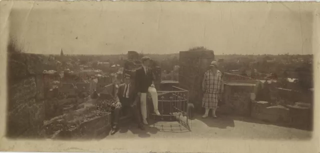 Famille Ville à identifier Photographie panoramique c1930 Vintage