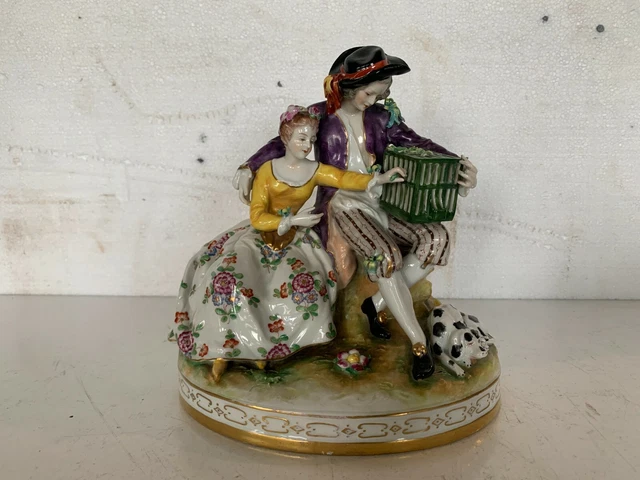 Groupe en porcelaine polychrome Porcelaine Allemande Sèvres Limoges XX siècle