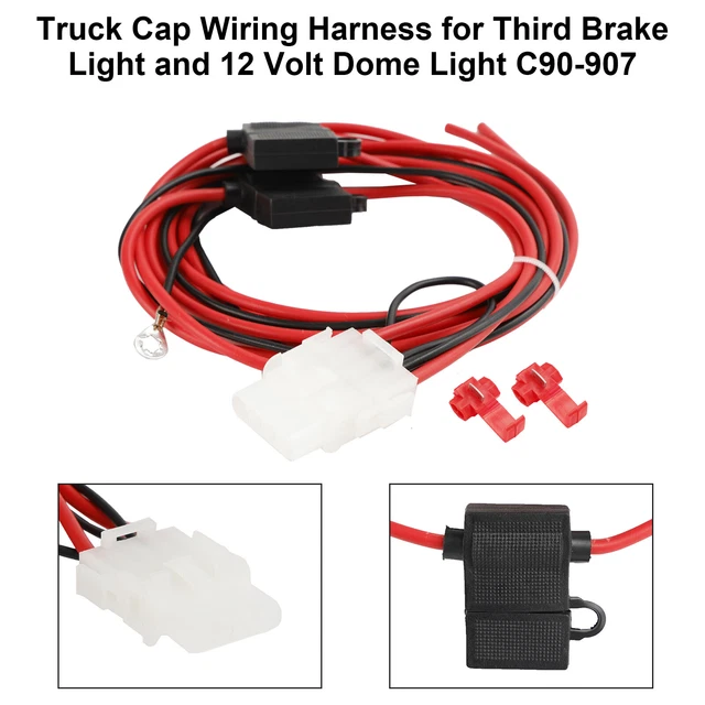 TRUCK CAP WIRING Harness for Third Brake Light and 12 Volt Dome Light C90907 a1 27.47