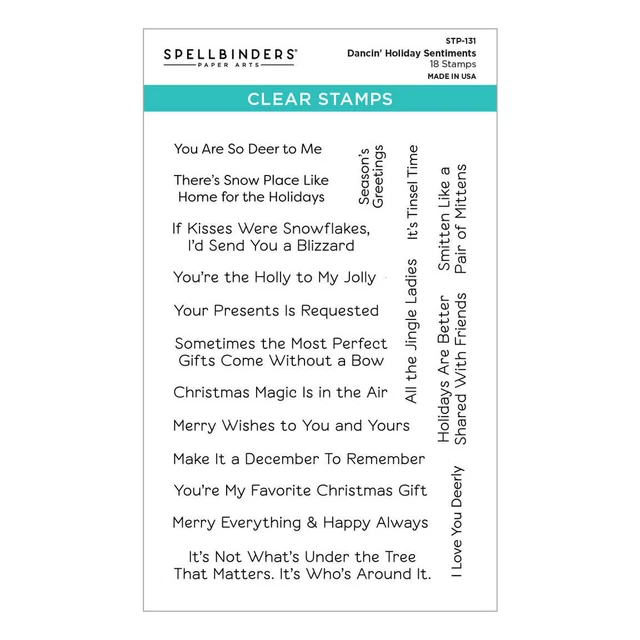 Spellbinders Christmas Holiday Sentiments Clear Stamp Set Christmas Card Making