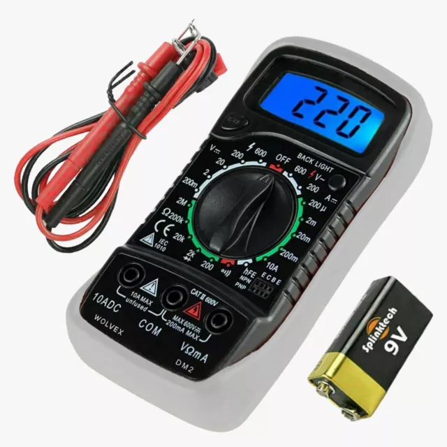 LCD Digital Multimeter AC DC Voltmeter Ammeter Ohmmeter + 1000 V 10A Test Leads