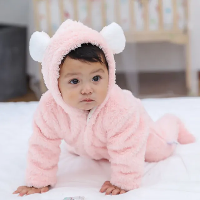 Tuta con cappuccio neonato neonato bambino bambini orso tuta abiti~ 11