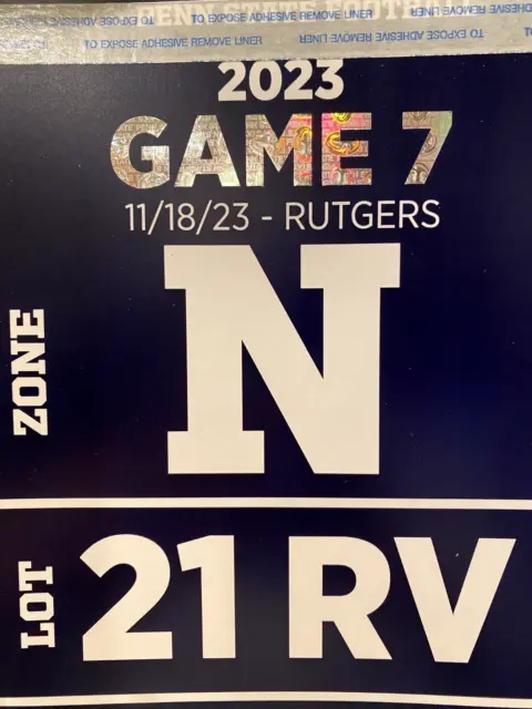 Penn State Football RV parking pass LOT 21 PSU vs RUTGERS November 18, 2023