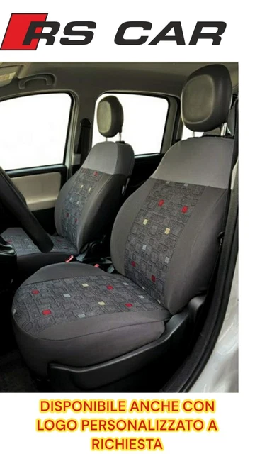 Coprisedili Auto Fiat Panda 12 - Tessuto Cotone Quadri Grigio E Poliestere, Colore Grigio - Foto 3