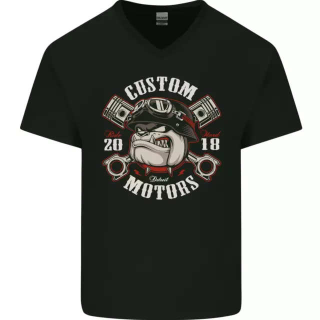 T-shirt personalizzata moto biker da uomo collo a V scollo a V cotone
