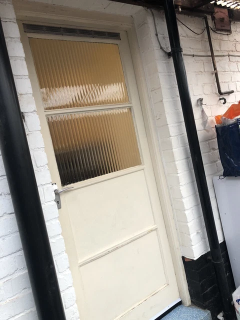 Antique Vintage external door with original old glass panel door 32”x79” Approx