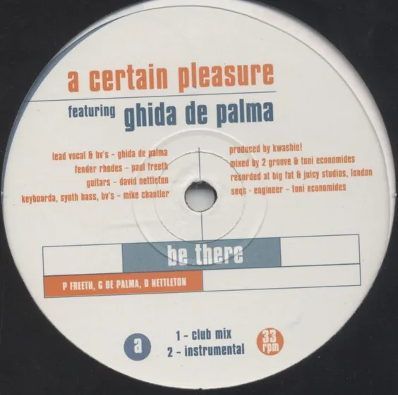 A Certain Pleasure Featuring Guida De Palma - Be There (12")