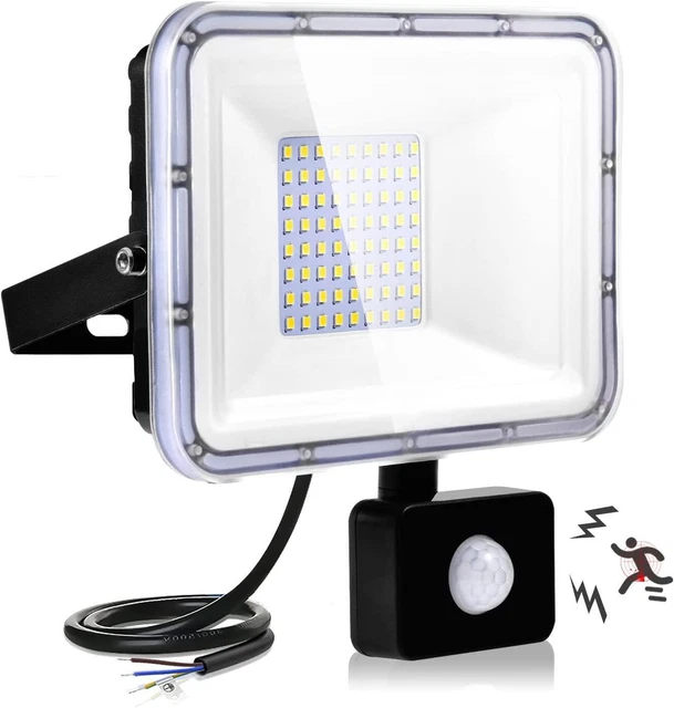 LED Flutlicht Fluter mit Bewegungsmelder Strahler Außen Scheinwerfer Kaltweiß DE 3
