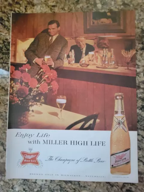 1962 Miller Beer Vintage Print Ad - Enjoy Life with MILLER HIGH LIFE!