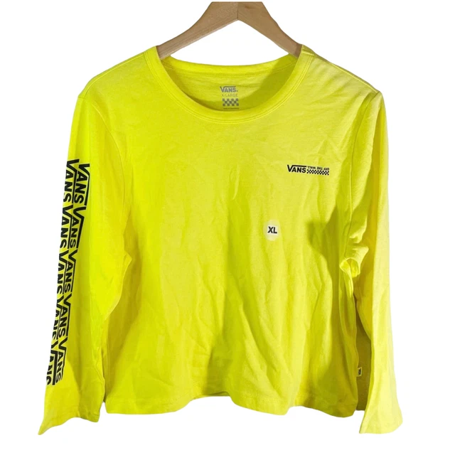 NWT Vans Fair Girls Well Quarts Long Sleeve T-Shirt Neon Size XL New