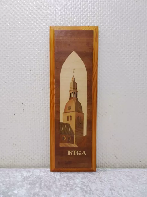 Holz Intarsien Bild Vintage Riga Andenken Souvenir Handgefertigt