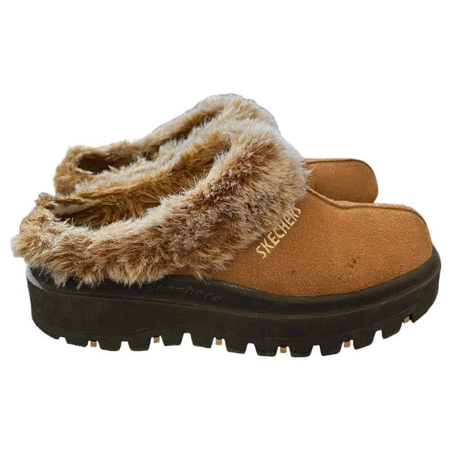 VTG Skechers Y2K Jammers Suede Fur Platform Chunky Clog Slipper No Size (7-7.5)