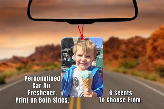 Personalised Car Air Freshener Any Picture Photo & Text, Scent Print Birthday