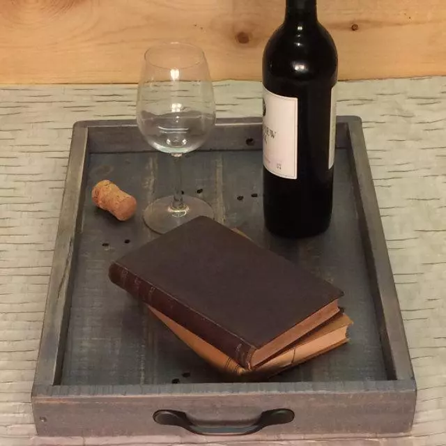 Rustic Serving Tray, Ottoman Tray, Serving Tray With Handles, Wood Tray, Wooden