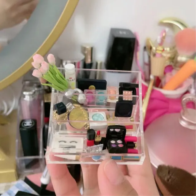 Dollhouse 1/12 Scale Miniature Clear Display Rack Cosmetics Storage Box Acrylic