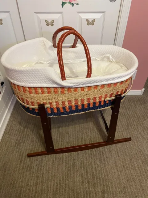Moses Basket and Two Rocking Stands & Bedding