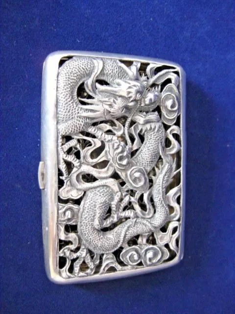 Antique Chinese export silver pierced cig / card case